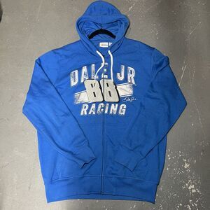 Dale Earnhardt Jr NASCAR Racing 88 Men’s XL Extra Large Full Zip Up Hoodie Blue
